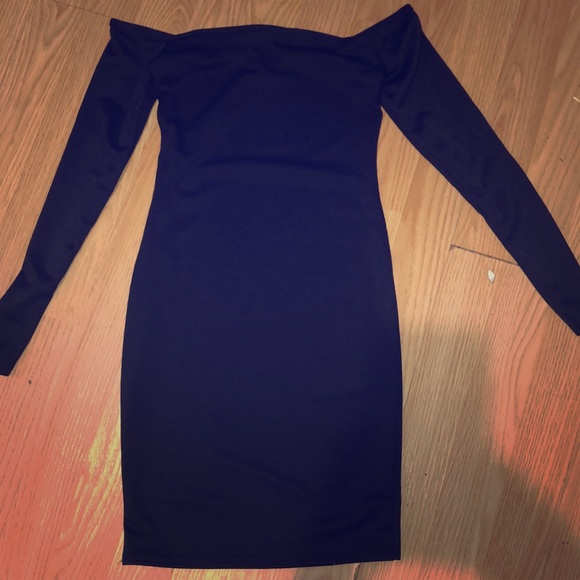 black choker detail bardot bodycon dress